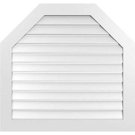 Ekena Millwork Octagonal Top Surface Mount PVC Gable Vent: Functional, w/ 3-1/2"W x 1"P Standard Frame, 40"W x 38"H GVPOT40X3801SF